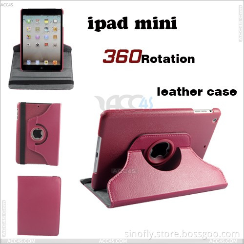 Classic Rotatable 360 Degree Litchi Pattern Leather Case, PU Case for for iPad Mini P-Ipdminicase013